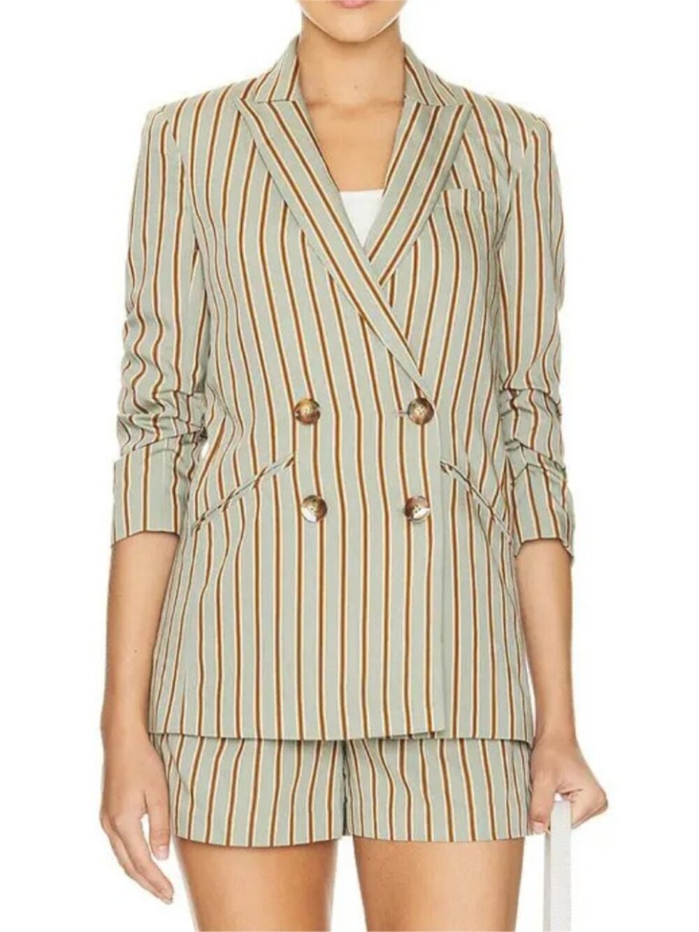Veronica Beard Kiernan Striped Double-breasted Dickey Jacket. Sz 4